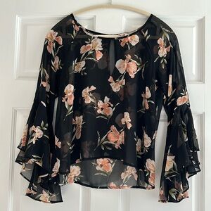 Sheer bell sleeve blouse